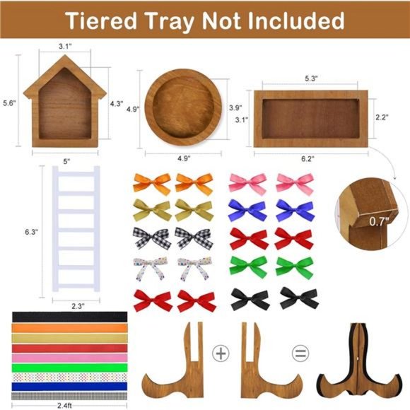 Farmhouse Easter Tiered Tray Decor Set Year Round Seasonal Interchangeable frame - Picture 5 of 7